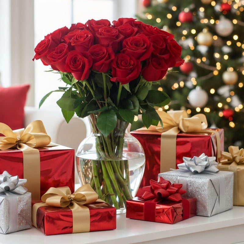 Benchmark Bouquets - 24 Stem Red Roses (Glass Vase Included) - Fresh Flowers for Next Day Delivery - Gift for Birthday, Anniversary, Get Well, Sympathy, Congratulations, Valentine's Day - Image 2